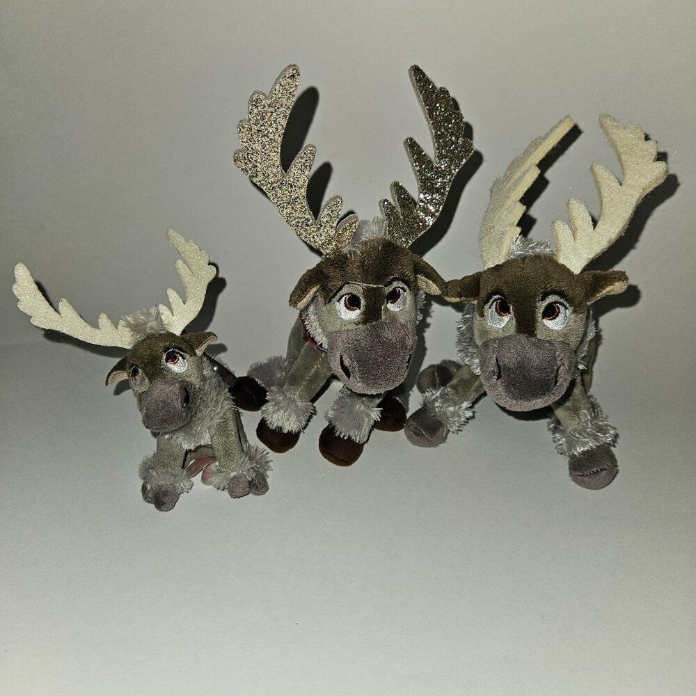 3 Ty Sparkle Disney Frozen Sven Lot 6" Plush 4" Backpack Clip Stuffed Animal Toy